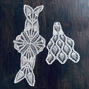 VINTAGE CROCHETED DOILIES 22 x 9 Inches